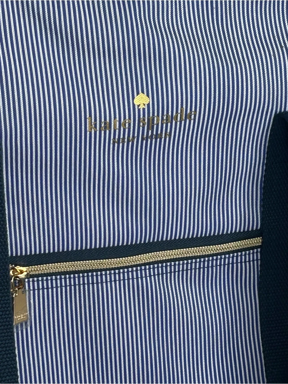 kate spade NWT Navy and White Pinstripe Cooler Tote Insulated Nautical Beach